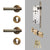 Poignée de porte avec serrure – Laiton bronze et cuir gris clair – Design italien haut de gamme