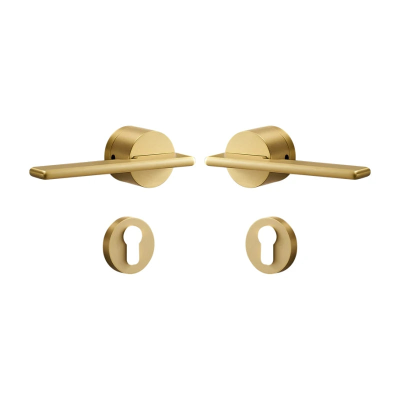 Poignée de porte intérieure dorée avec rosace de clé – Laiton massif design rond