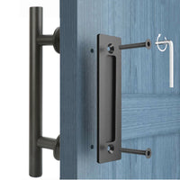Poignée de Tirage Inox Noir 300 mm avec Plaque Cuvette, Porte Coulissante, vue 6