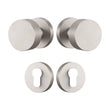 Bouton de Porte Rond Nickel Brossé en Laiton sur Rosace, sans Serrure