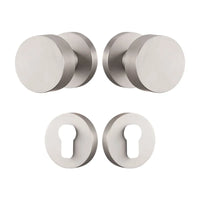 Bouton de Porte Rond Nickel Brossé en Laiton sur Rosace, sans Serrure