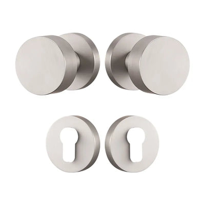 Poignée de porte chromée en laiton – nickel brossé rond moderne avec rosaces sans serrure