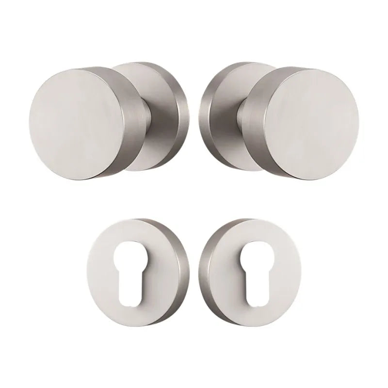 Bouton de Porte Rond Nickel Brossé en Laiton sur Rosace, sans Serrure
