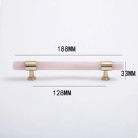 Poignée de Meuble Cristal Rose, Marbre Noir ou Pierre Blanche, Supports Laiton, vue 9