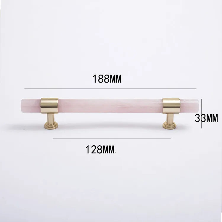 Poignée de Meuble Cristal Rose, Marbre Noir ou Pierre Blanche, Supports Laiton, vue 9