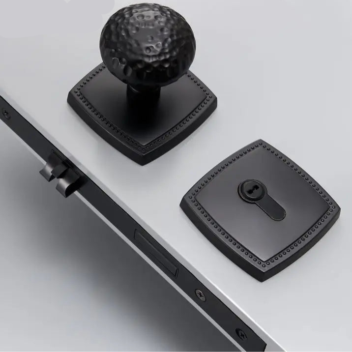 Poignée de porte noire vintage avec serrure complète et clés – Kit noir mat pour chambre