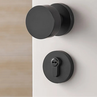 Bouton de Porte Rond Noir Mat en Laiton, Serrure Encastrable avec Clés, vue 2