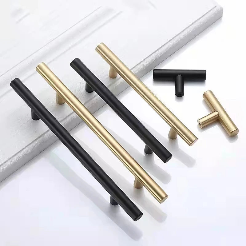 Poignée de Meuble Barre en Inox Noir, Doré ou Brossé, Entraxe 64 à 320 mm, vue 2