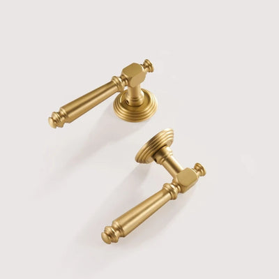 Poignée de porte dorée avec serrure – Kit complet en laiton massif – Style classique haut de gamme