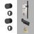 Poignée de porte noire avec serrure complète – laiton massif, design rond moderne