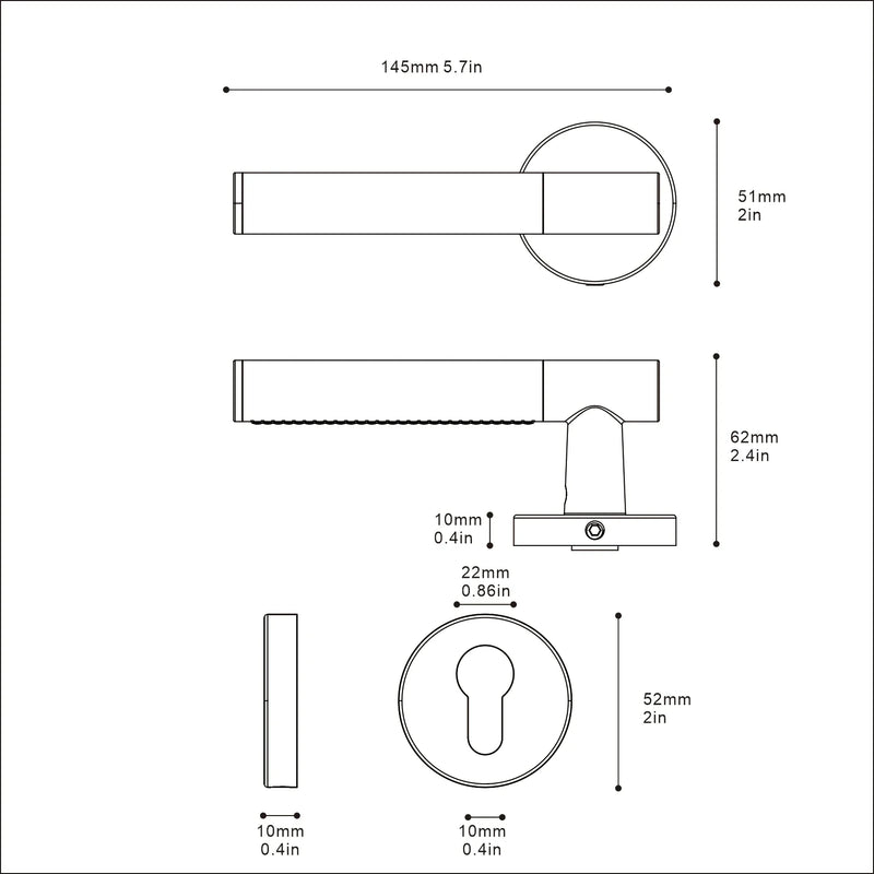 Poignée de Porte Intérieure Effet Cuir Tressé en Zinc, Entraxe 58 mm, vue 6