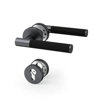 Poignée de Porte Intérieure Effet Cuir Tressé en Zinc, Entraxe 58 mm