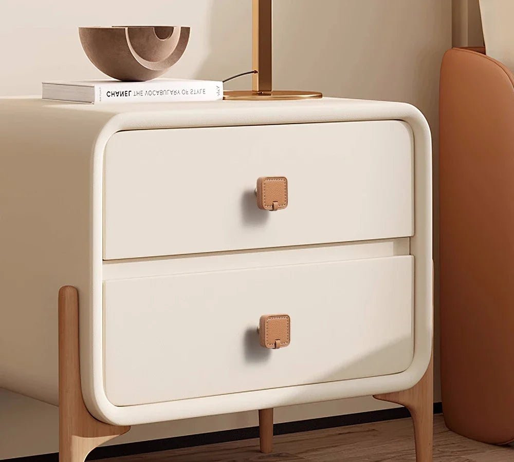 Bouton Meuble Carré Cuir et Laiton
