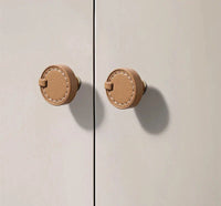 Bouton de Meuble Rond en Cuir, Noir, Blanc, Marron ou Gris