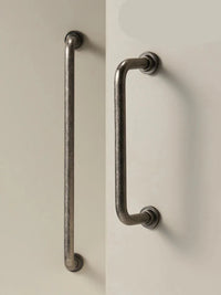 Poignée de Meuble Style Antique Gris Béton, Barre en U et Bouton Boule, vue 2