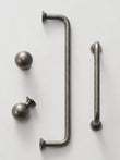 Poignée de Meuble Style Antique Gris Béton, Barre en U et Bouton Boule
