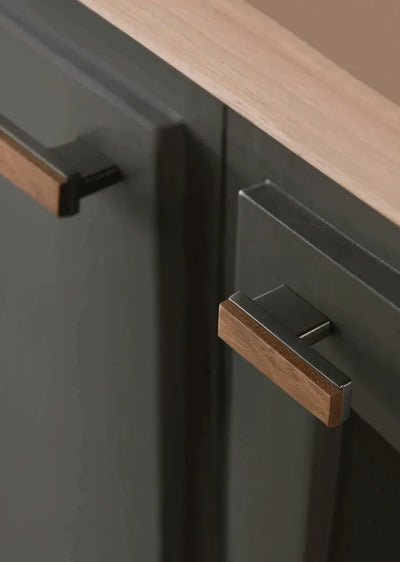 Poignée de Meuble en Bois de Noyer et Gris Anthracite