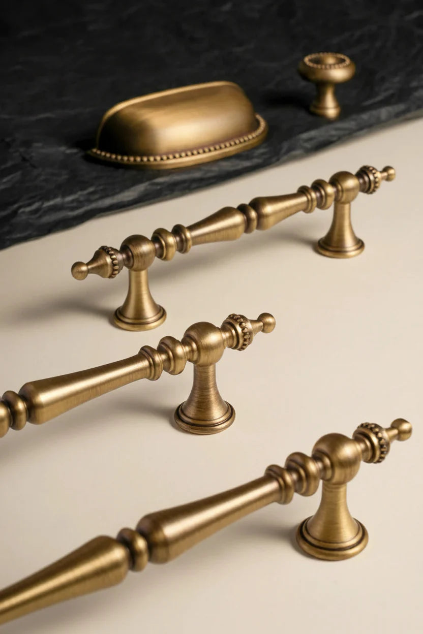 Poignée de Meuble Vintage en Laiton Massif pour Tiroirs