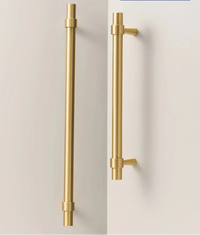 Poignée de Meuble Cylindrique en Laiton Or Brossé, Entraxe 96 à 416 mm