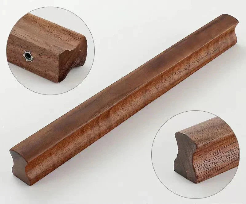 Poignée de Meuble en Bois de Noyer, Design Naturel Élégant