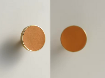 Univers des Poignées Poignée de Meuble Laiton et Cuir Orange Foncé