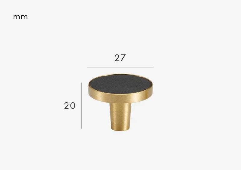 Poignée de Meuble en Laiton Doré et Cuir Noir, Bouton ou Barre, vue 4