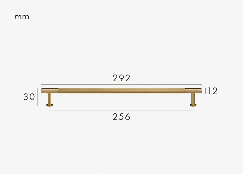 Poignée de Meuble Cannelée en Laiton Or Brossé, Barre 132 à 356 mm, vue 11