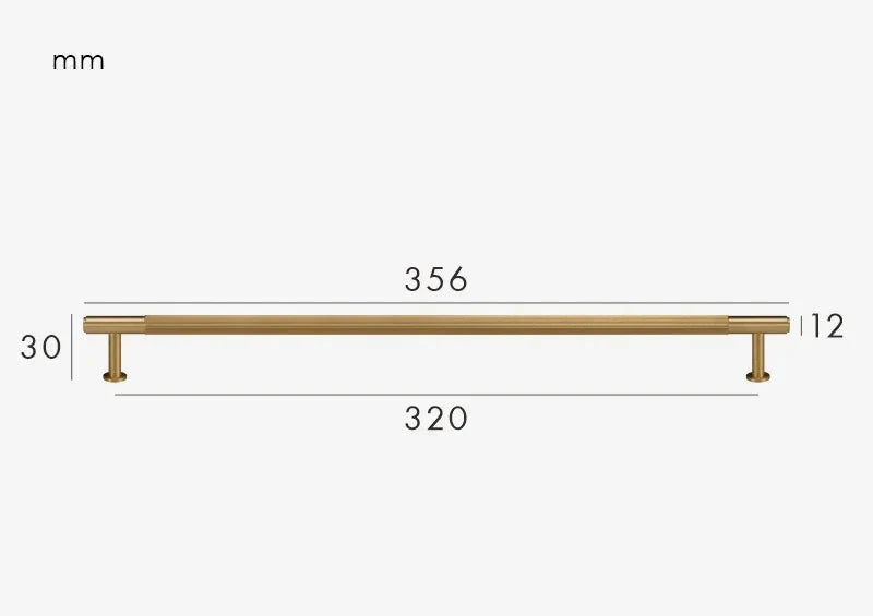 Poignée de Meuble Cannelée en Laiton Or Brossé, Barre 132 à 356 mm, vue 12