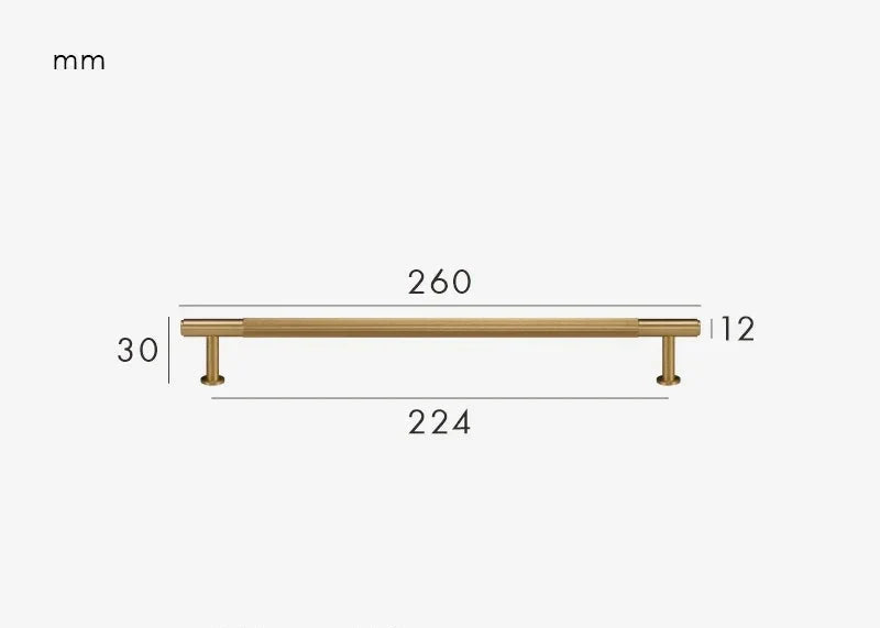 Poignée de Meuble Cannelée en Laiton Or Brossé, Barre 132 à 356 mm, vue 10