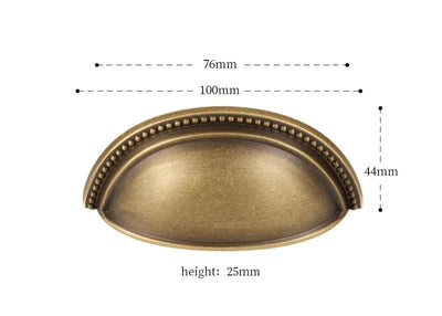 Poignée de Meuble Ancienne Effet Bronze en Laiton Patiné