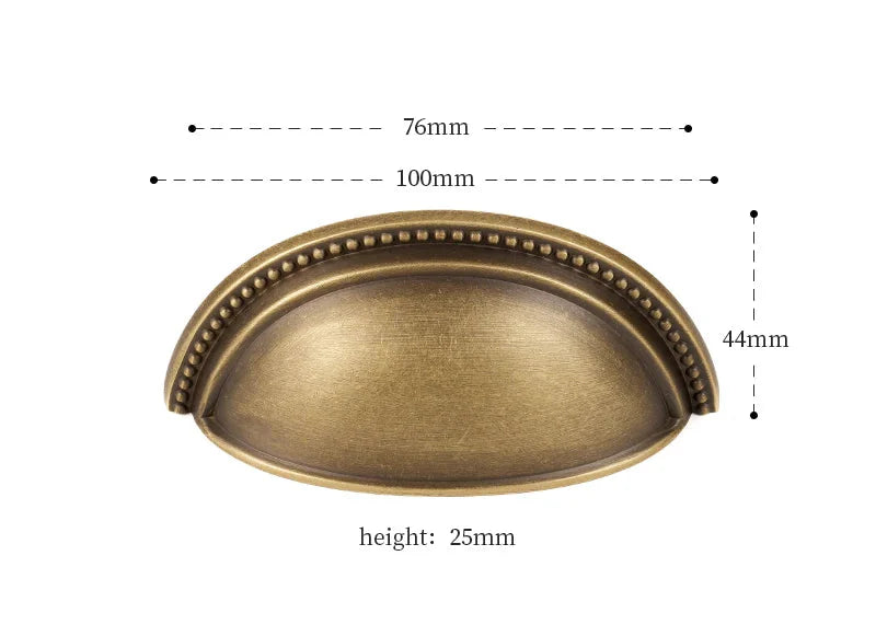 Poignée de Meuble Ancienne Effet Bronze en Laiton Patiné