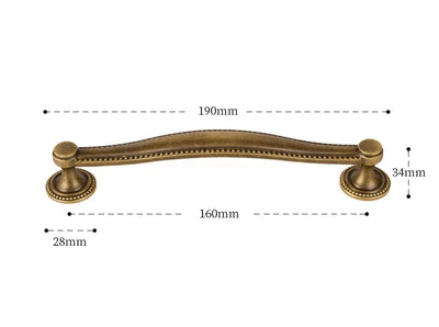 Poignée de Meuble Ancienne Effet Bronze en Laiton Patiné