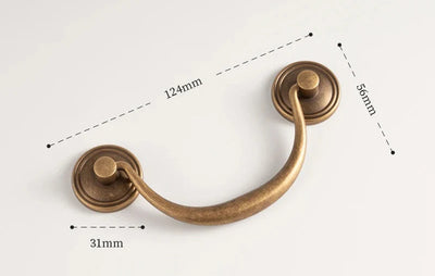 Poignée de Meuble Ancienne Effet Bronze en Laiton Patiné