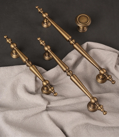 Poignée de Meuble Antique Bronze Brossé en Laiton Massif