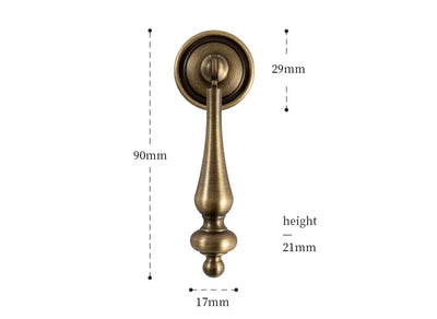 Poignée de Meuble Antique Bronze Brossé en Laiton Massif