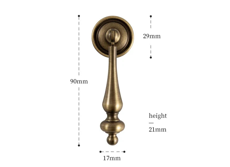 Poignée de Meuble Antique Bronze Brossé, Laiton Massif, Barre, Bouton ou Tirette, vue 5