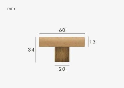 Poignée de Meuble en Bois et Bronze Brossé