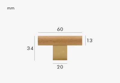 Poignée de Meuble en Bois et Or Brossé