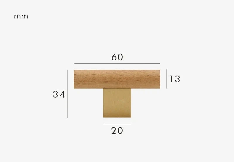 Poignée de Meuble en Bois et Or Brossé