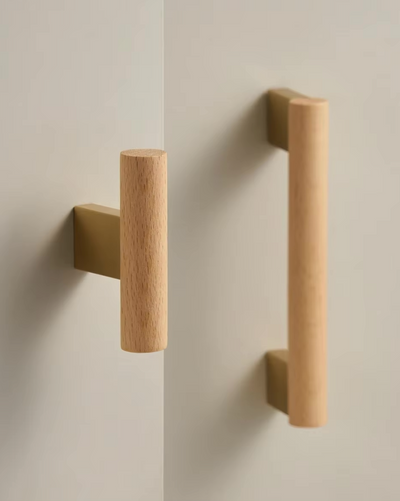 Poignée de Meuble en Bois et Or Brossé
