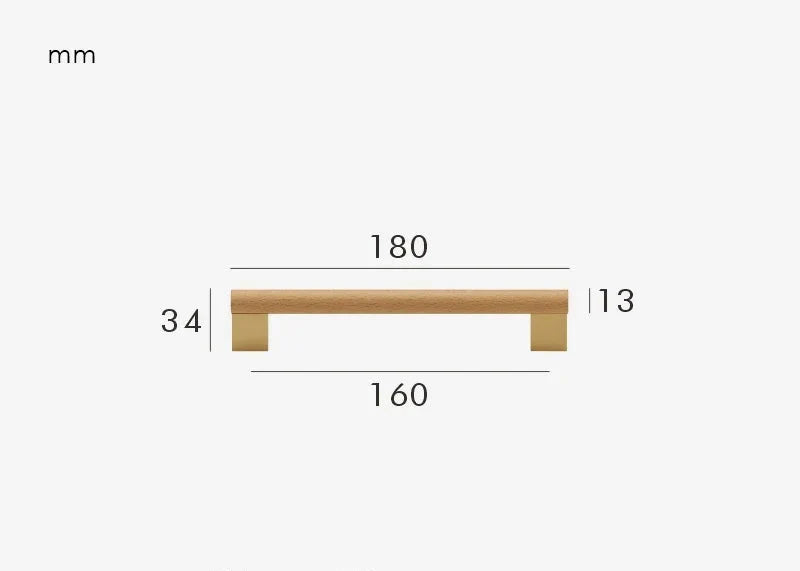 Poignée de Meuble en Bois et Or Brossé