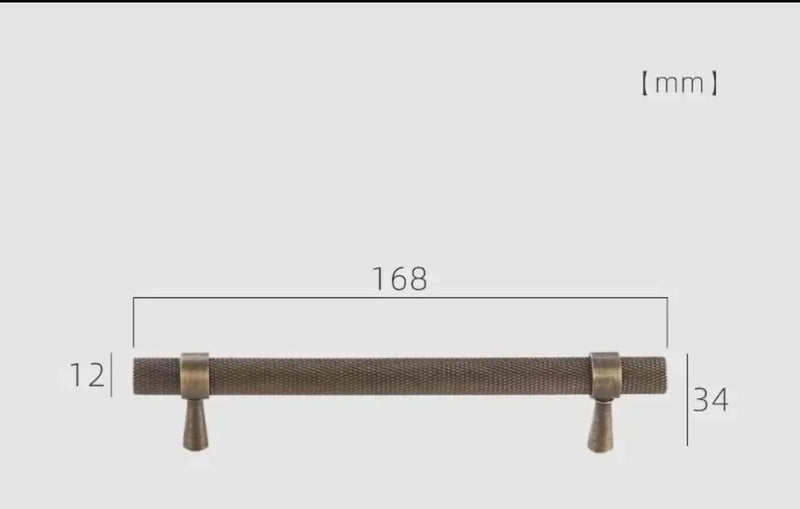 Poignée de Meuble Moletée Bronze Antique Vieilli, Barre ou Bouton en T, vue 6