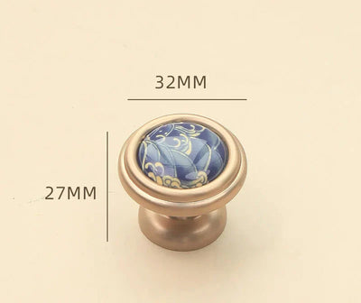 Univers des Poignées Poignée de Meuble Céramique Bleue Laiton