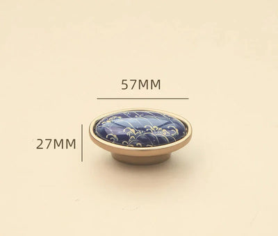 Univers des Poignées Poignée de Meuble Céramique Bleue Laiton