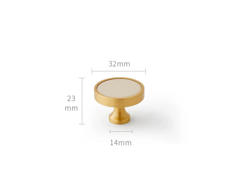 Poignée de Meuble en Cuir Beige et Laiton, Barre, Bouton ou Languette, vue 3