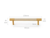 Poignée de Meuble en Cuir Beige et Laiton, Barre, Bouton ou Languette, vue 5
