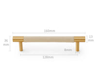 Poignée de Meuble en Cuir Beige et Laiton, Barre, Bouton ou Languette, vue 6