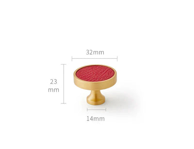 Univers des Poignées Poignée de Meuble Cuir Rouge Laiton Brossé