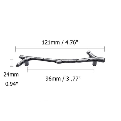 Poignée de Meuble Grise Forme Branche en Aluminium Vintage