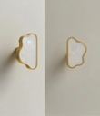 Bouton de Meuble Forme Nuage Blanc Nacré et Doré, 37 mm